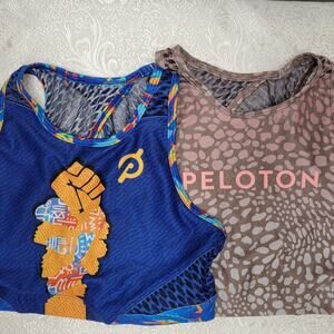 Lot of 2 Peloton Sports Bras Women's Size S‎ WITH Collab Blue Pink Brown Cycling
